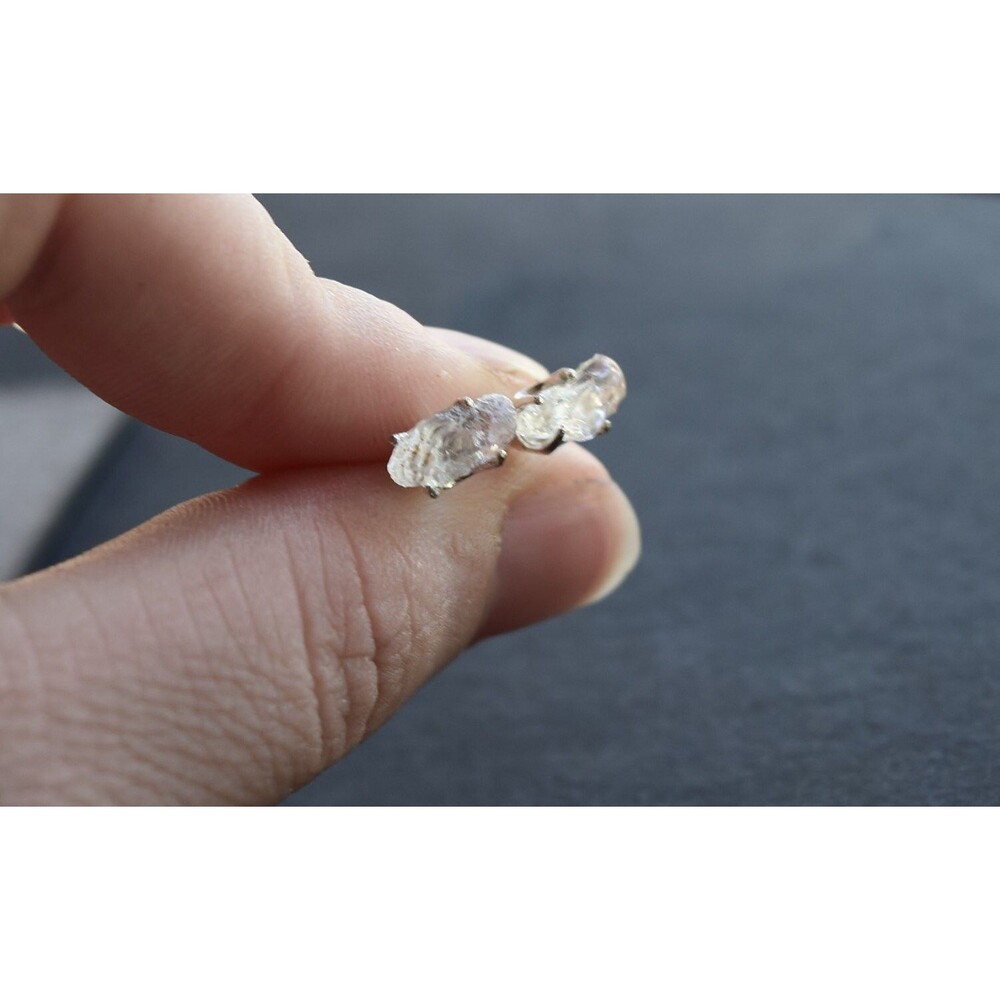 Lake County diamond earrings, 925 sterling silver, raw gemstones